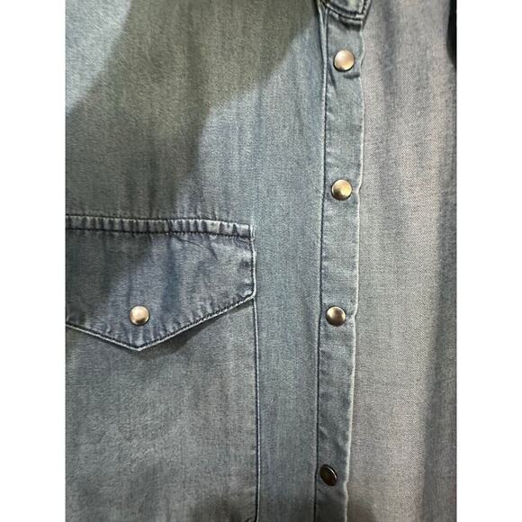 Velvet Heart Women's Blue Denim Blouse Button Front Tunic Top Size Medium - Picture 4 of 6